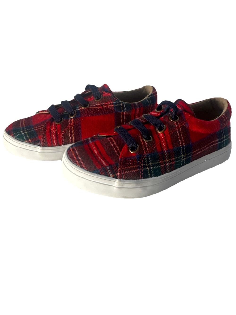 Janie and Jack Bradbury Red Plaid Slip On Sneakers Boys Toddler Size 9